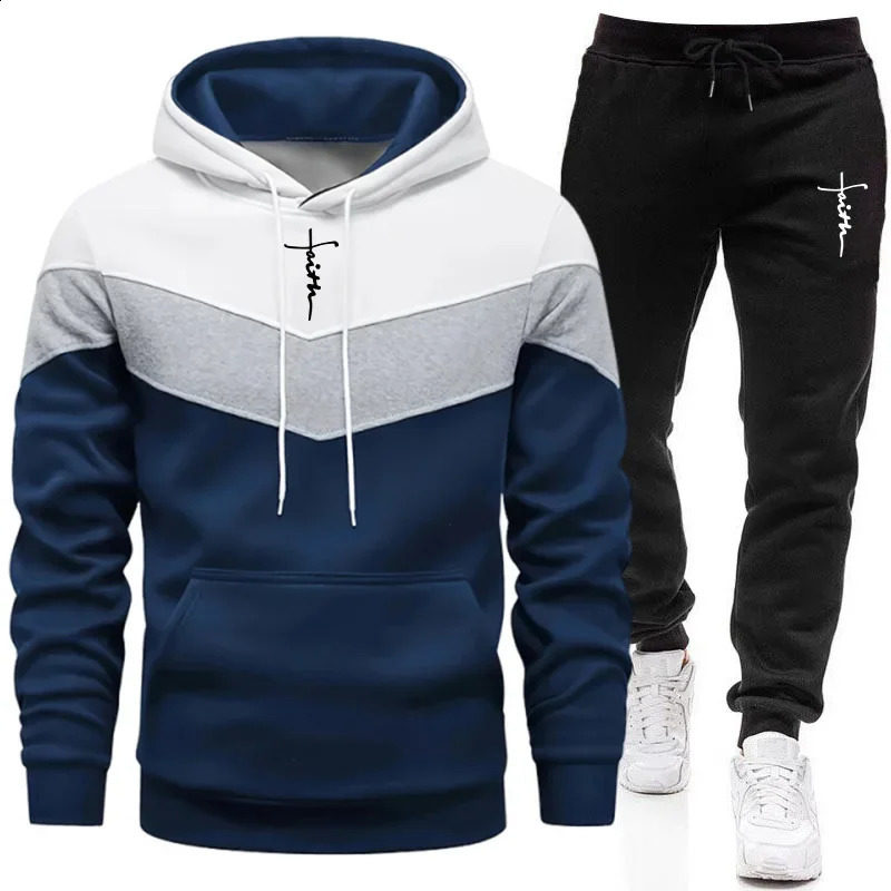 Comfort Casual Sports Autumn Winter Quality Men Tracksuit Fashion Hoodie Tricolor Single Sweatshirt and Pants Daily Man 251023