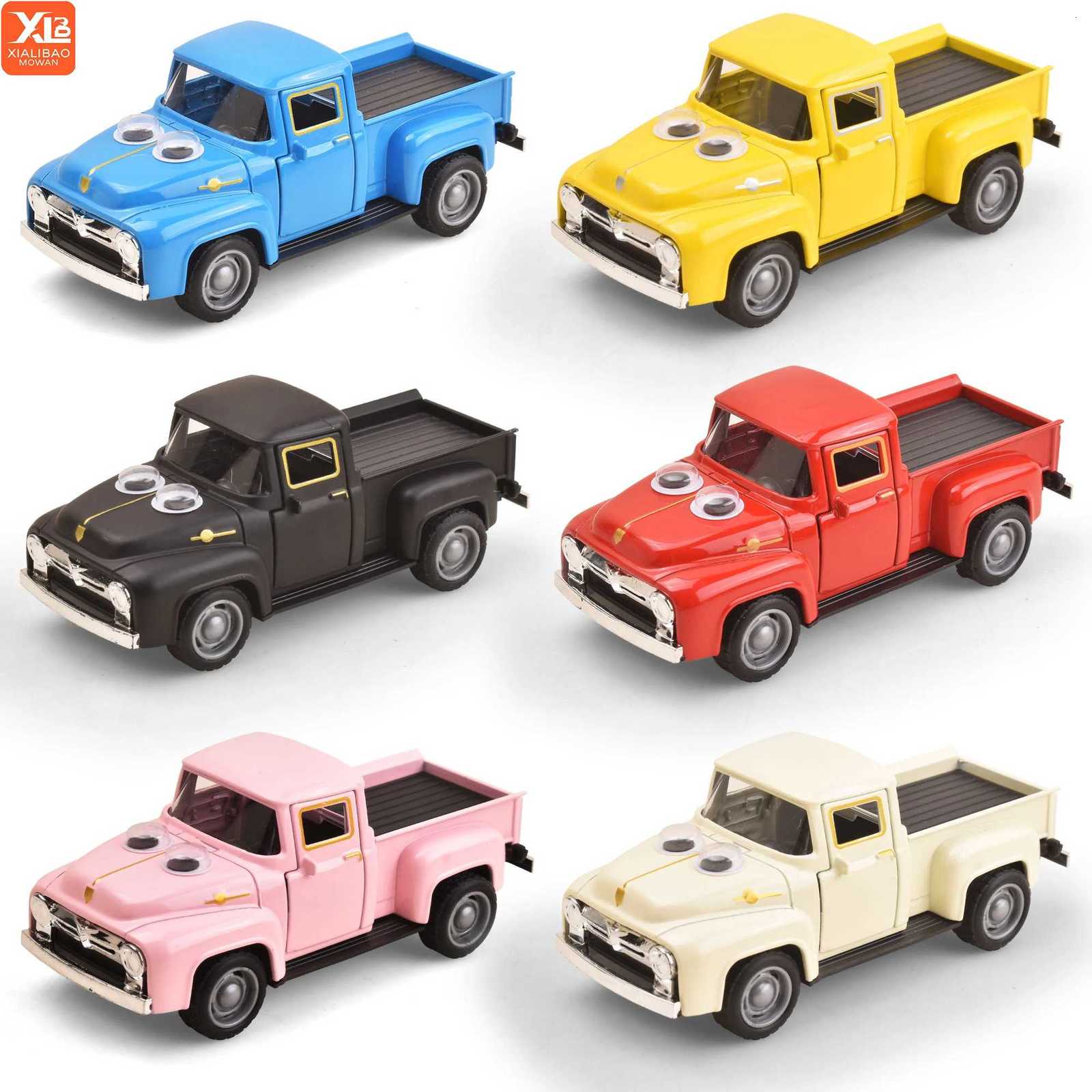 132 Classic Pickups Truck Big Eye Alloy Diecast Car Model Pull Back Feature Toy Vehicle for Children Christmas CollectionT251023
