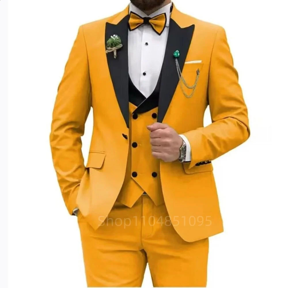 Elegant Rose Red 3Piece Mens Suit Slim Fit Double Breasted Blazer Vest And Pants Set for Wedding Groom Tuxedo Business Party 251023
