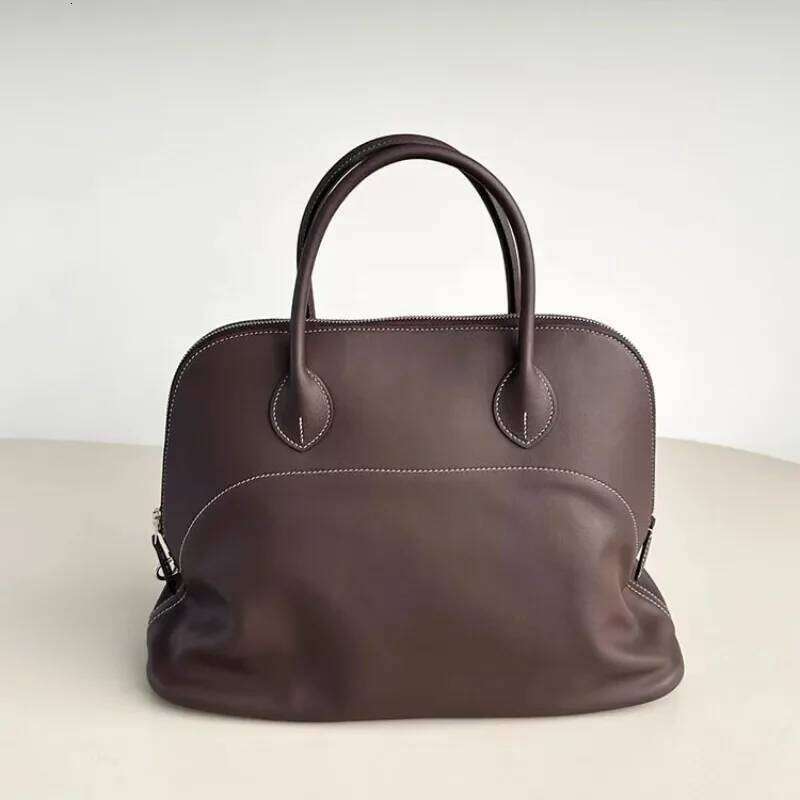 Light Premium Sense First Layer Cowhide Bowling Ball Large Capacity Portable Fashion Shell Bag Commuting Versatile