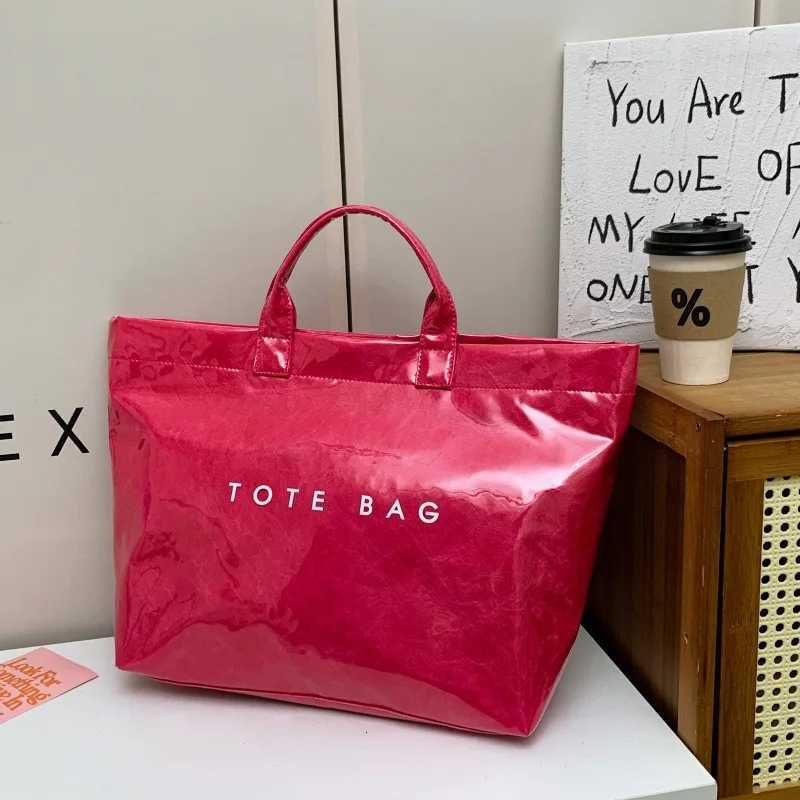 Kraft paper jelly waterproof bag womens new retro commuting large capacity DuPont paper tote bagL251023