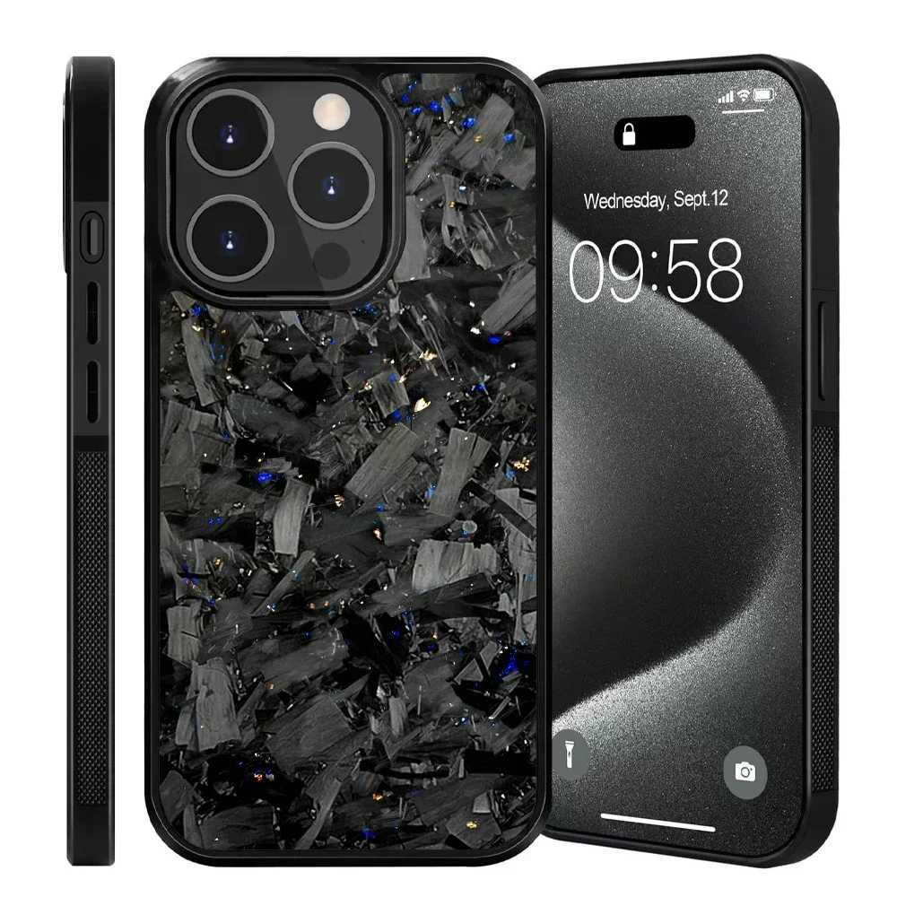 100 Real Forged Carbon Fiber Phone Case for iPhone 16 14 13 12 11 Plus Pro Pro Max Glossy Shockproof Protective Cover H251023