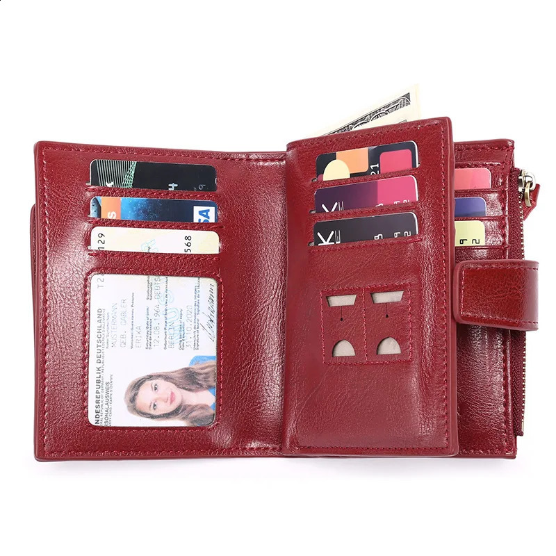 2024 Short Women Wallets Genuine Leather Zipper Coin Pocket Women Purse Name Engraved Quality Card Holder Kpop Female Wallet251023