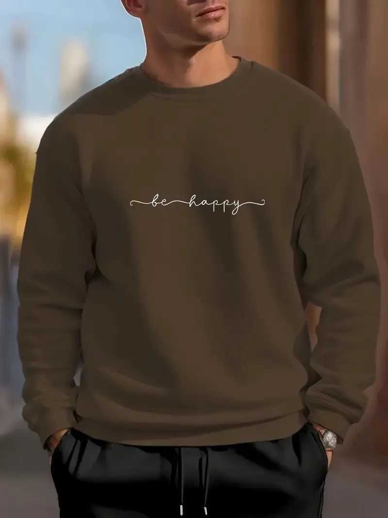 The new mens roundneck hoodie for Spring and Autumn 2025 features street fashion with soft 3D line pattern printsT251023