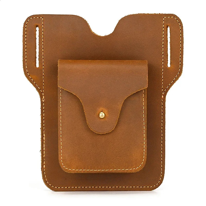Waist Bag Genuine Leather Phone Belt Pouch Crazy Horse Leather Mens Waist Pack Real Leather Tactical waist pack251023