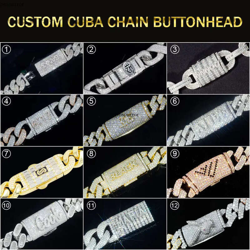 Custom Vvs Iced Out Baguette Moissanite Dia Cuban Link Chain Hip Hop Bracelet 14K Gold Sier Fine Jewelry Men 6mm 8mm 10mm