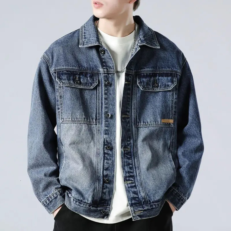 Retro Cowboy Denim Jacket Stylish Casual Daily Men Clothing Trend Handsome Male Coats Loose Jeans 251017