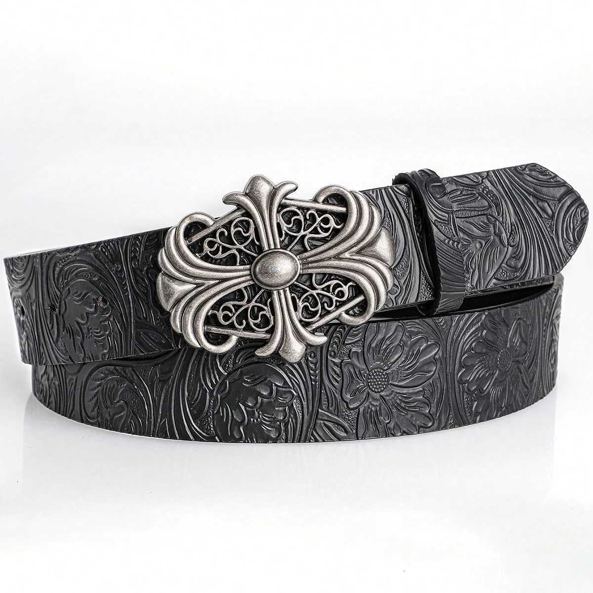Retro Mens Belt Bohemian StyleChic Black PU Leather Belt Fashion Vintage Hollow Buckle Belt Punk Rock Y2K StyleFor Men WomenXJ251023