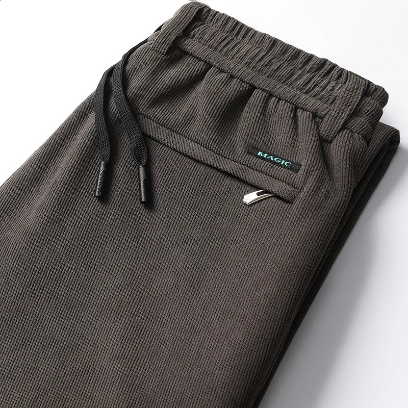 Mens Casual Pants Elastic Waist Sweatpants Autumn Winter Clothes Drawstring Trousers Male Corduroy Warm Large Size 251023