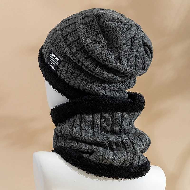 New Sty Unisex Plush Li Winter Hat Thicken Warm Knitted Suit Set Soft Stretch Winter Hats For MenWen isure BeanieW251023