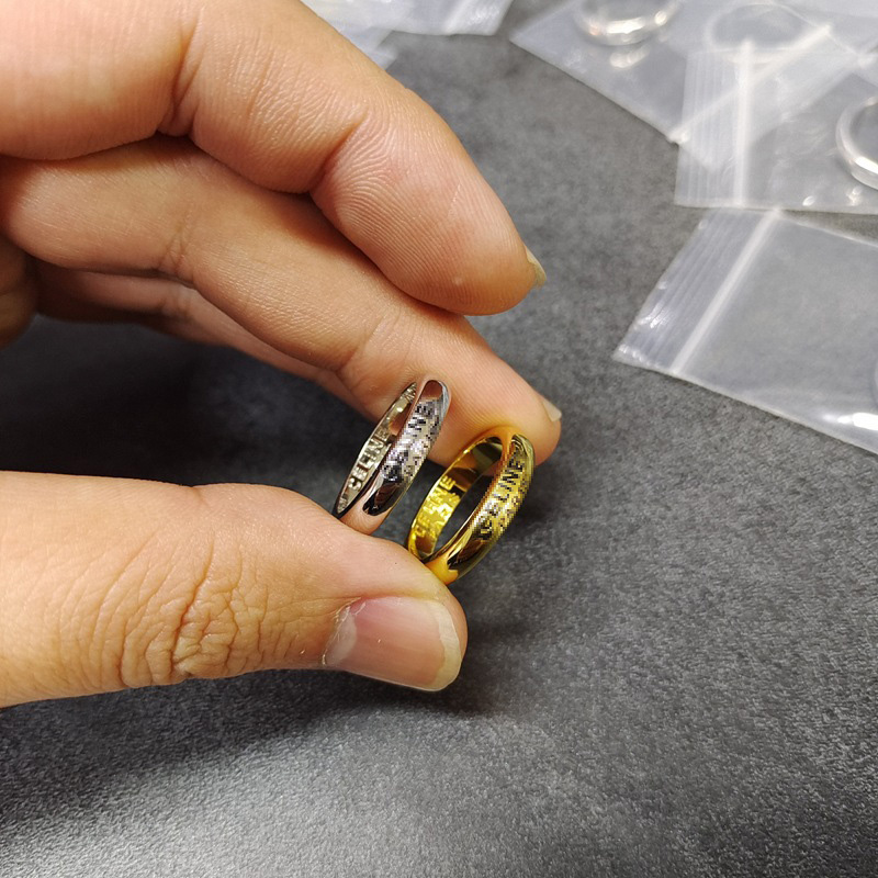 Letter engrave Gold ring Paris Designer Rings 18K high-end All match Band rings Stainless Steel Jewelry for women Wedding party Valentine Gift #422