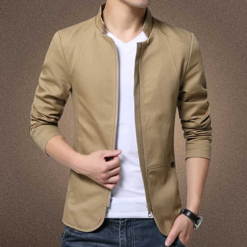 New Spring Standing Collar Washed Jacket for Men Clothing Coats Slimming Cotton Drape W251023