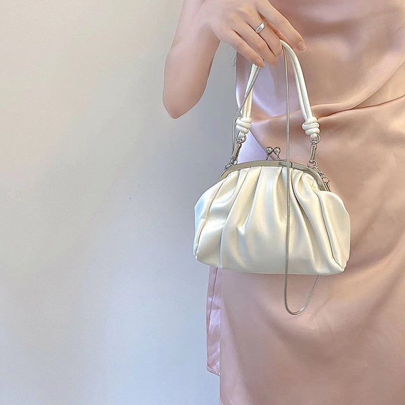 Luxury Brand Designer Bag Girl Cute Pleated Clip Bag Niche High-End Chain Bag 2024 New Summer Handbag Crossbody Dumpling Bag