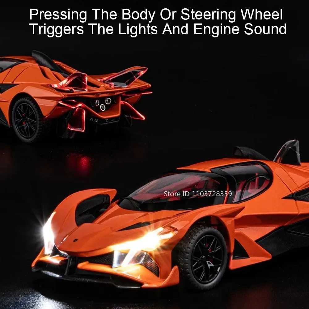 124 Apollo EVO Miniature Sports Car Model Toys Alloy Diecast Sound Light Doors Opened Pull Back Supercar Toy Gifts for ChildrenT251023