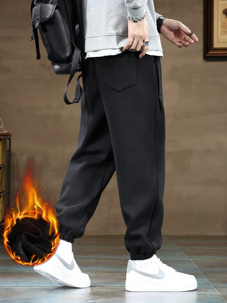 Mens Winter Fleece Joggers AnkleLength Thick Warm Knitted Sweatpants Loose Fit Thermal Sport Trousers Asian Size M8XL 251023