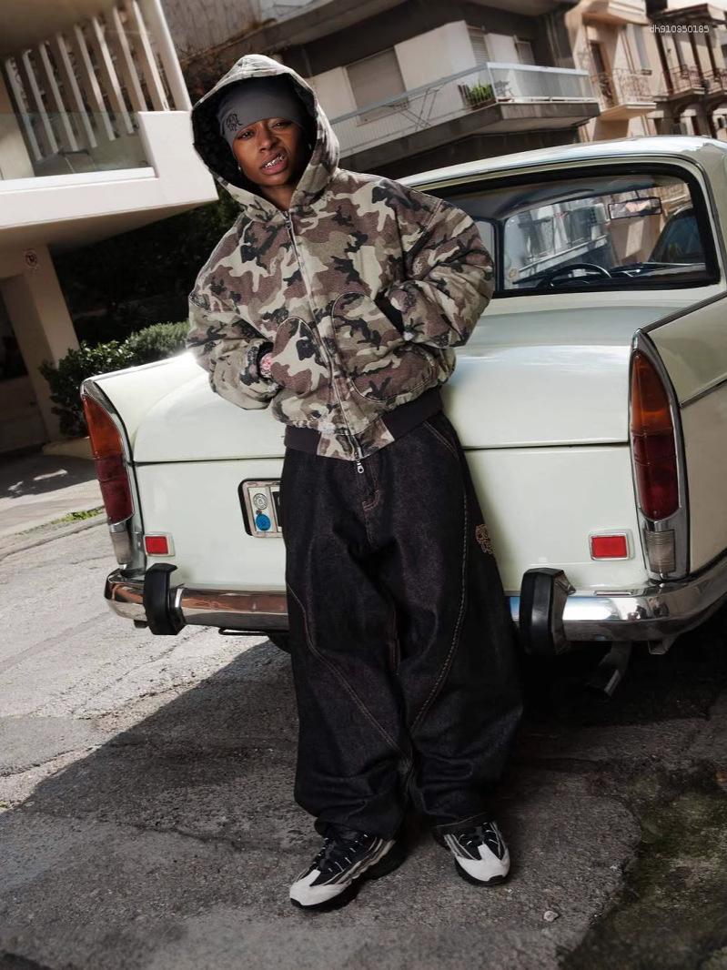 Men's Jeans Cross-Border Embroidery Loose Jeans Casual American Street Hip-Hop Patchwork Long Wide-Leg Pants Y2K European And Style