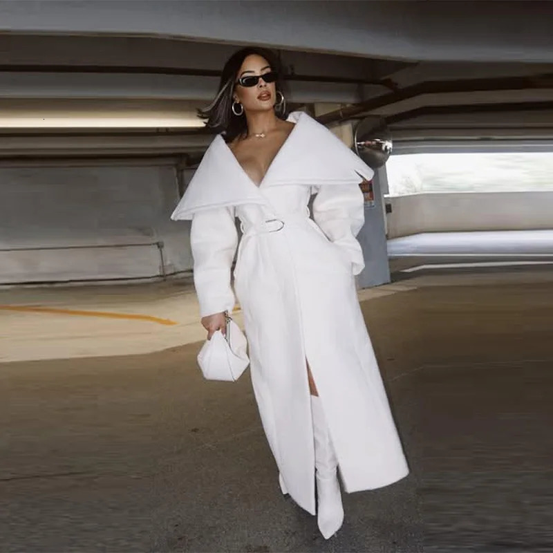 Stylish Elegant Woolen Coat Belted Highend Office Ladies Sophisticated Modest Trendy Long Jacket Womens Autumn Outerwear 251020