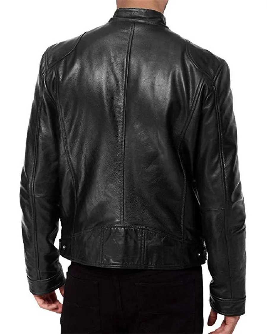 2026 New Leather Motorcycle Jacket Men Slim Fit Stand Collar PU Coats Spring Autumn Blazer Zipper Streetwear Mens Clothing 8XL W251023