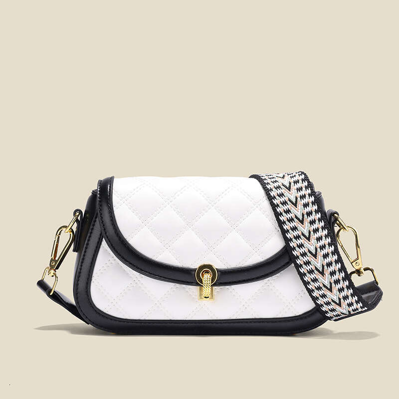 New Trendy High Quality Single Crossbody Women's Lingge Fashion Versatile Wide Shoulder Strap Small Square Bag