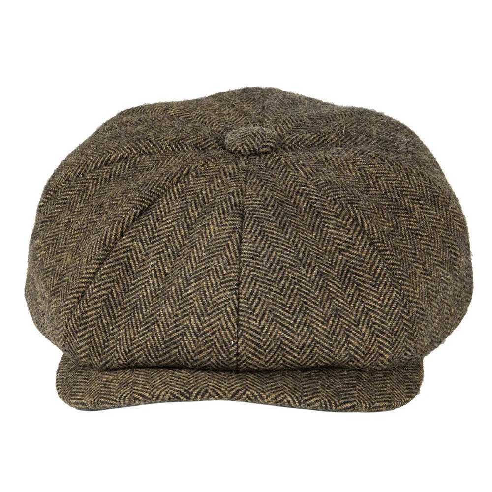BOTVELA Wool Tweed Newsboy Herringbone Men British Gatsby Retro Hat Driver Flat for Ma Vintage Herringbone BeretW251023