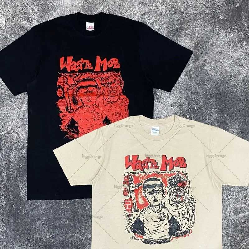 New Retro Street Spoof Tshirt Loose Fashion Trendy Brand Clothing for Women American Goth Harajuku Oversized Shortsleeved MenXJ251023