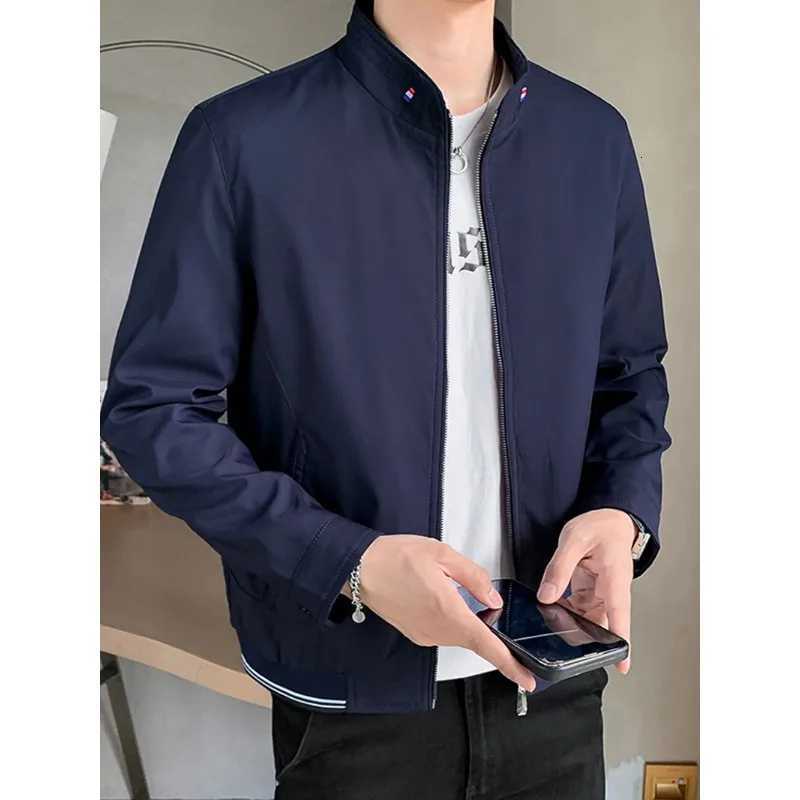 Blazer Jacket Men Casual Jacket Spring Autumn Workwear Stand Collar Zip Up Coats Men Lightweight Business Style Outerwear W251023