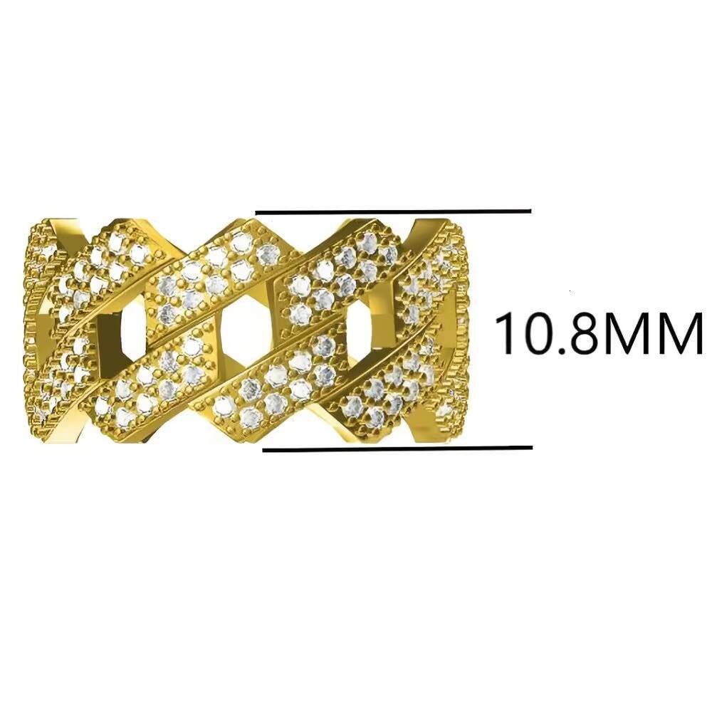 Mens 925 Silver Engagement Ring with Round Zircon and Moissanite Hiphop Cuban Style Cubic Zirconia Diamond Ring