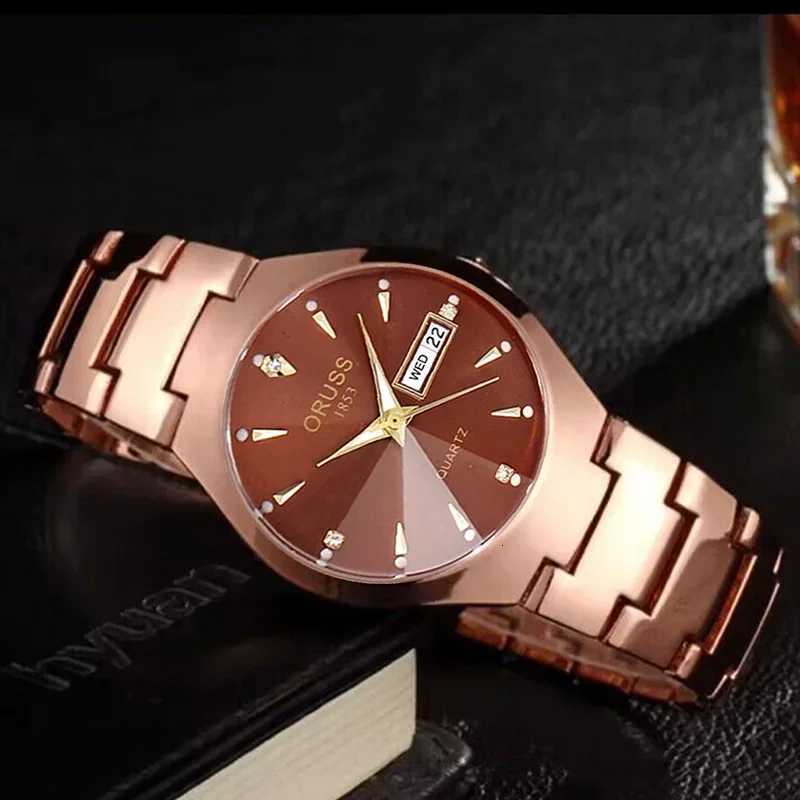 ORUSS Top Brand Men Watch High Quality Stainless Steel Waterproof Luminous Pointer Week Calendar Man Original Quartz Wrist watchL251023