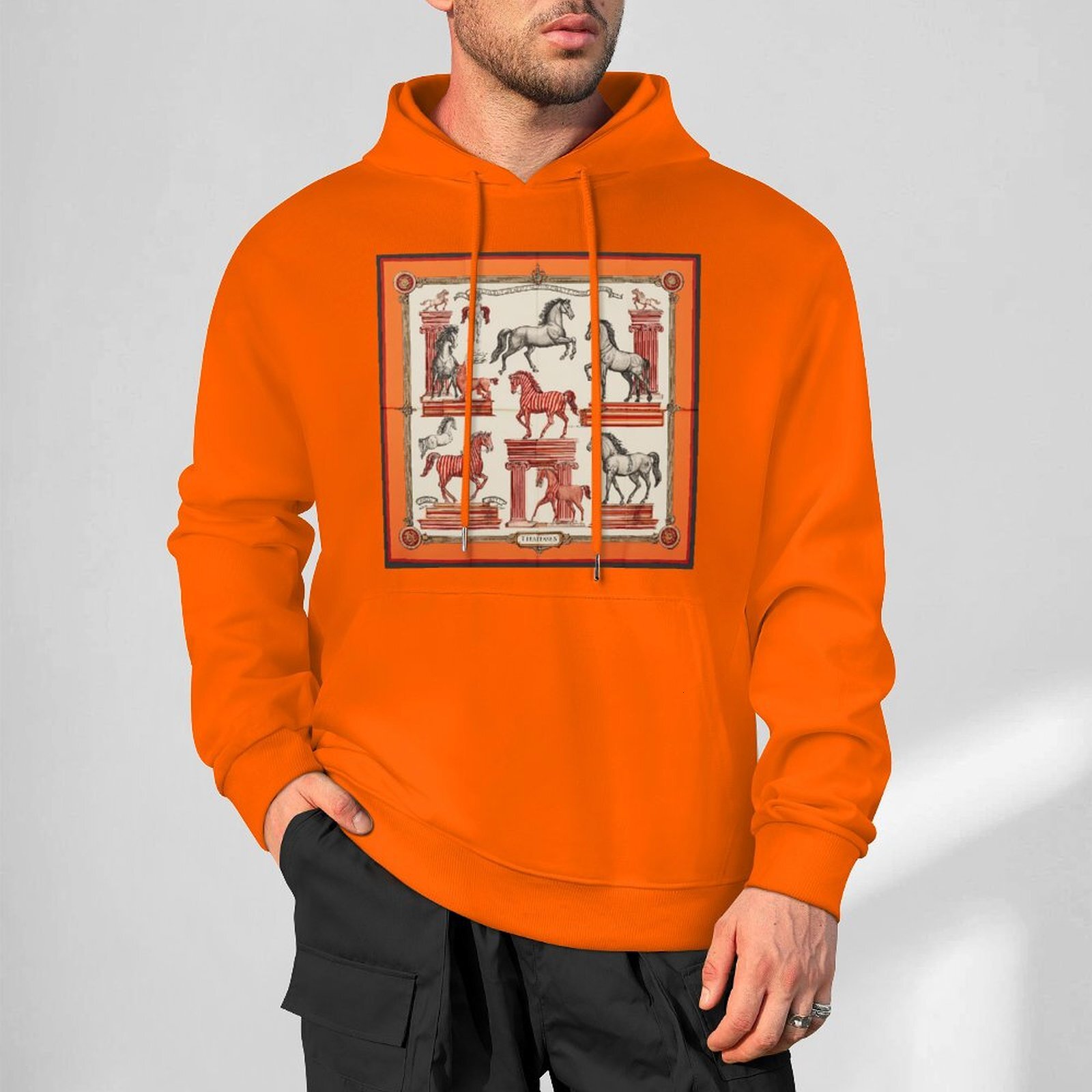 H Designer Fall Winter Hoodie Luxury Horse Print Design Unisex Long Sleeve Streetwear Hip Hop Oversized Fit Hoodie Men's Fashion Apparel H31