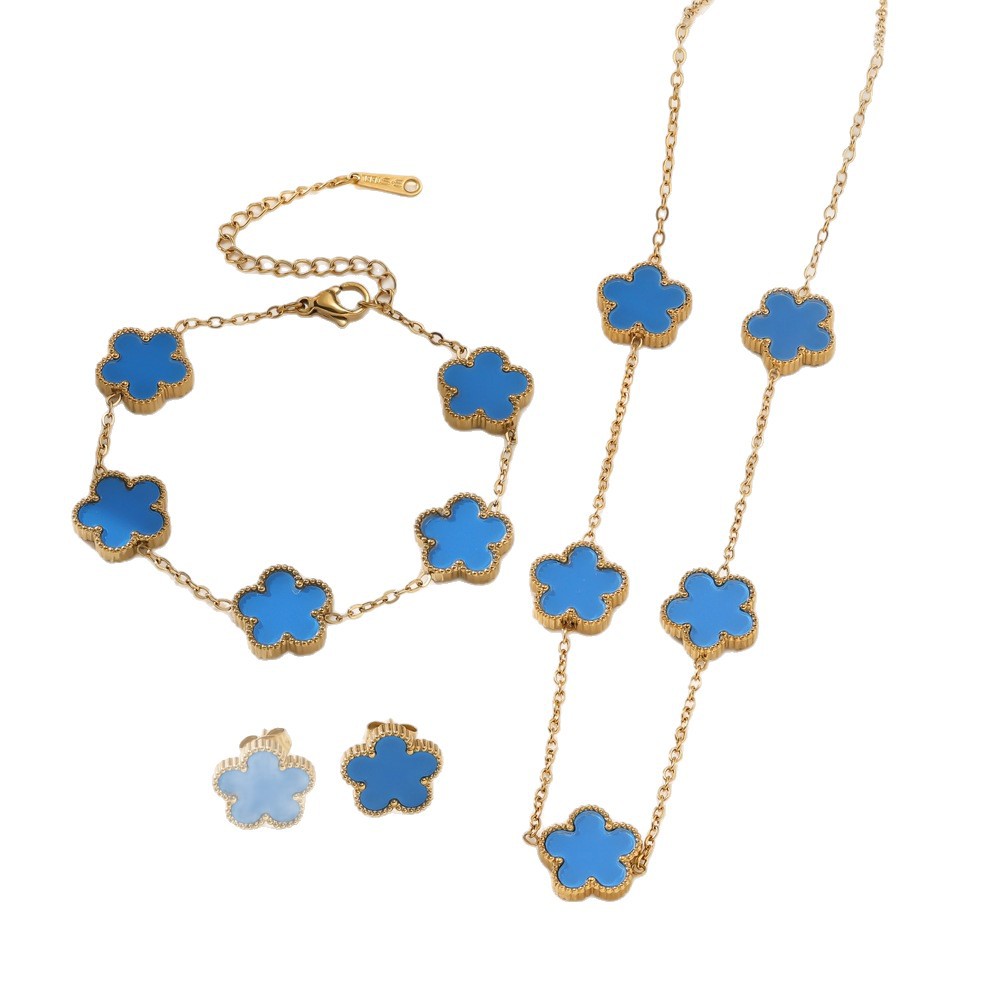 Designer Necklace For Women's Earrings Titanium Steel Colorful Earrings Necklace Bracelet 3pcs Collection Personality Simple Style Luxury Fashion