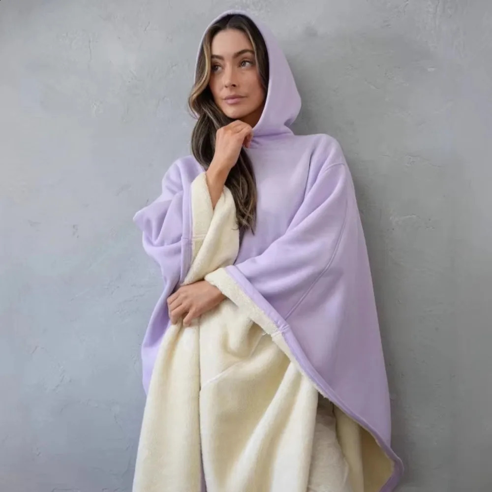 Autumn Winter Women Long Cloak Capes Solid Color Hooded Casual And Men Elegant Comfortable Warm Regular Standard Fit 251021