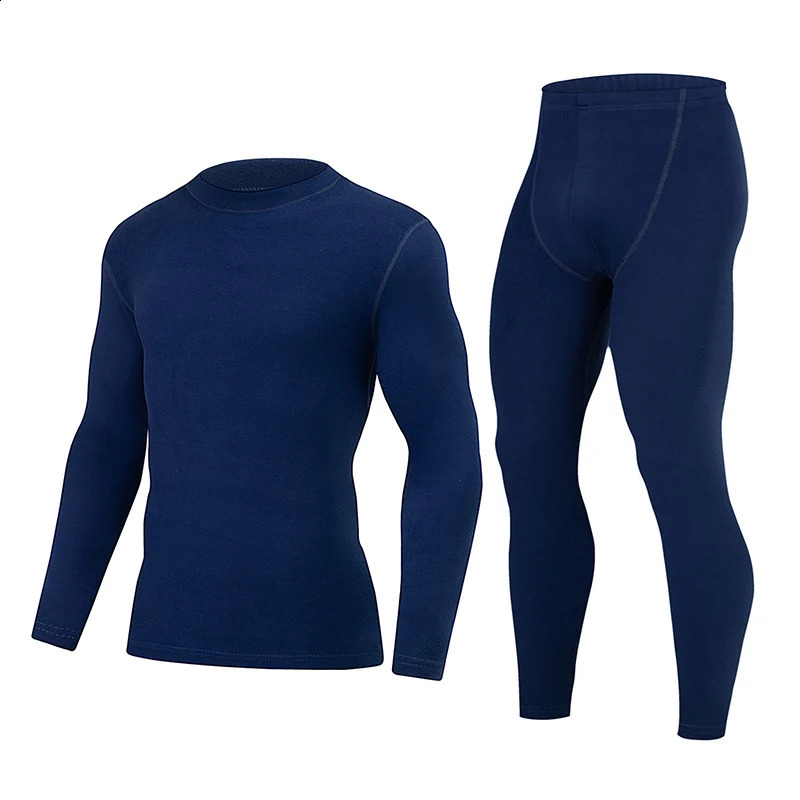 2piece AutumnWinter Mens Classic Fashion Basic Warm Underwear Set Loose Large Half High Collar Top Elastic Waist Pants 251023