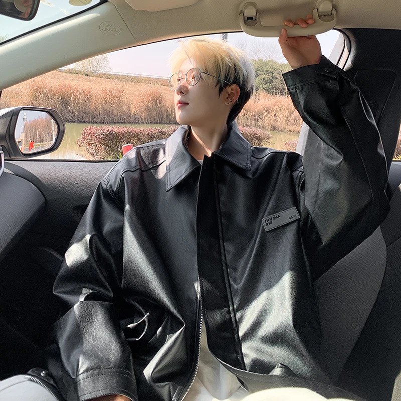 Spring Fashion Mens Biker Jacket American Style Notch Lapel Leather Jacket Lightweight Casual Coat For Men Daily Wear 251021