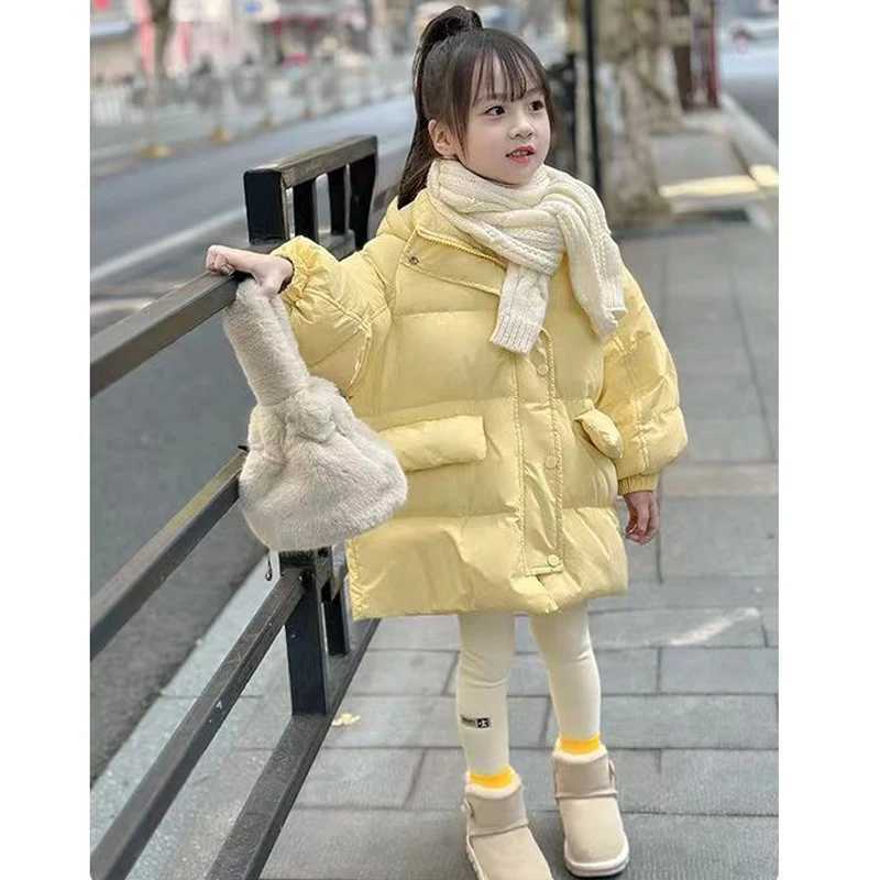Winter New Teen Girls Jacket long Solid Color Thick Windproof Hooded Outerwear For 312Y Girls Warm Down Cotton Parka Snowsuit Y251023