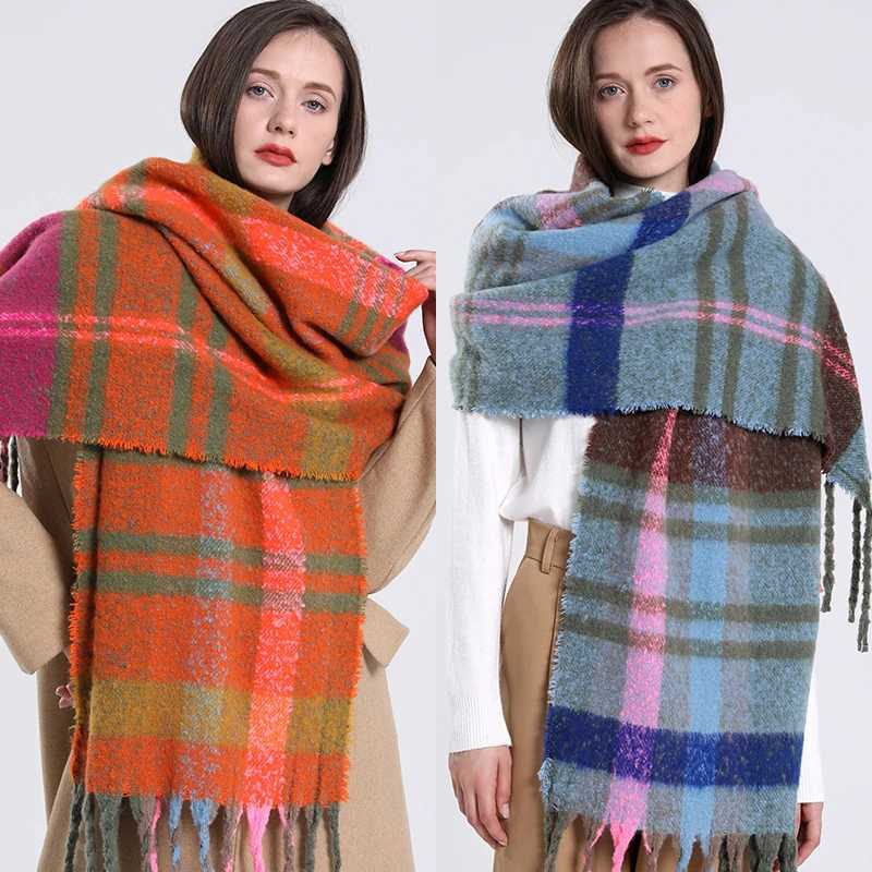 2022 NEW Luxury Cashmere Women Plaid Scarf Winter Warm Shawl and Wrap Bandana Long Tassel Female Foulard Thick Blanket J251113