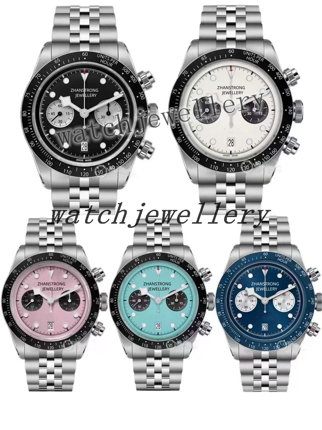 High Quality Mens Watches Pink Blue Dial Retro Automatic Mechanical Movement 42mm Stainless Steel Watch Rubber Strap 316L Man Wristwatch Waterproof Wristwatches