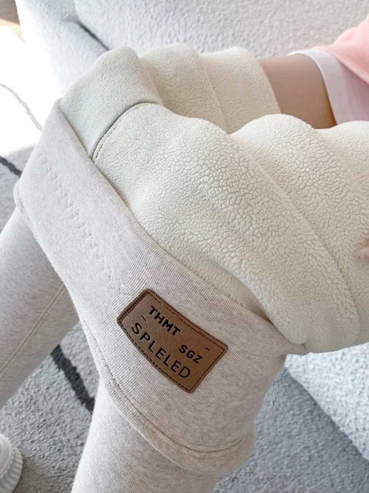 Oatmeal Lamb Wool Thickened Legging Women Autumn and Winter Cotton High Waist Leggings Thermal Velvet Warm Black Womens PantsT251023