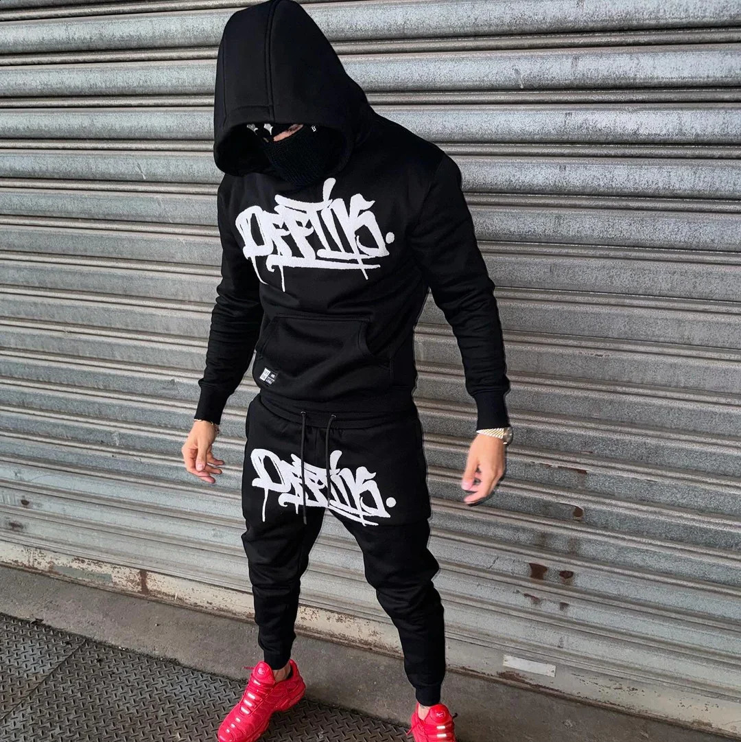 Y2K American Street Hip Hop Classic Alphabet Pattern Sports Hoodie Pants 2piece Retro Fashion Set Couple 251021