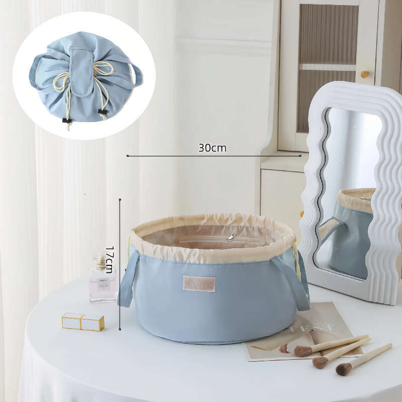 Lazy Makeup Travel Portable Large Capacity Waterproof Toiletry Handheld Drawstring Closure Bucket Bag