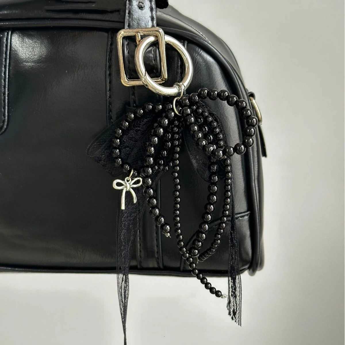 Sweet Handmade White Beaded Bowknot Lace Bag Charms Pendant Keychain Exquisite Backpack Keyring Decoration Fashion Accessories Z251023