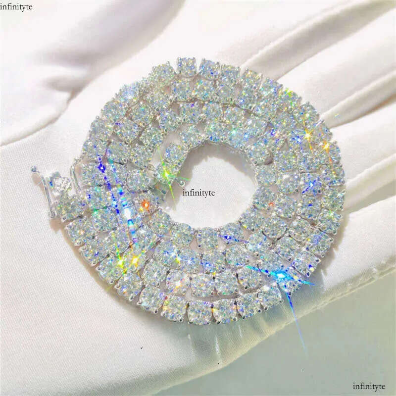 Real Gold Jewelry 5mm 16 18 20 22 24 26 28 Inches Gra Certificate Vvs Moissanite Dia Tennis Chain 111