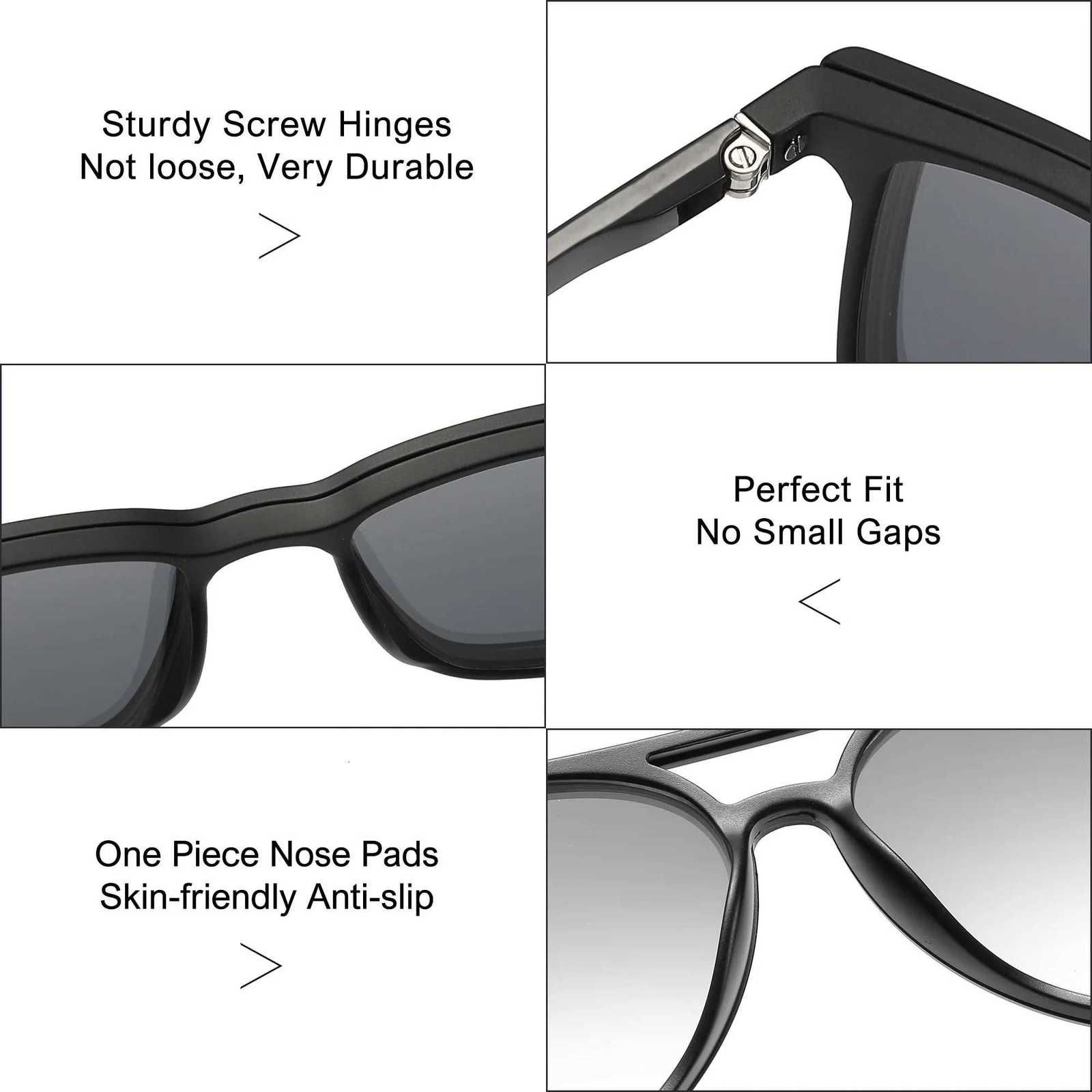 2 in 1 Magnet Clip on Sunglasses Men Polarized UV400 Prescription Sun Glasses For Men Driving Optical Myopia Glasses RectangleW251023