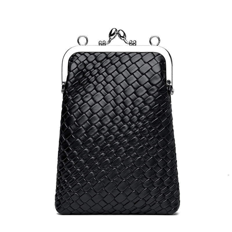 Luxury Brand Designer Bag Beauty Head Diamond-Studded Phone Bag 2025 Socialite Clip Chain Bag Fashion Woven Leather Single Shoulder Crossbody Coin Pur