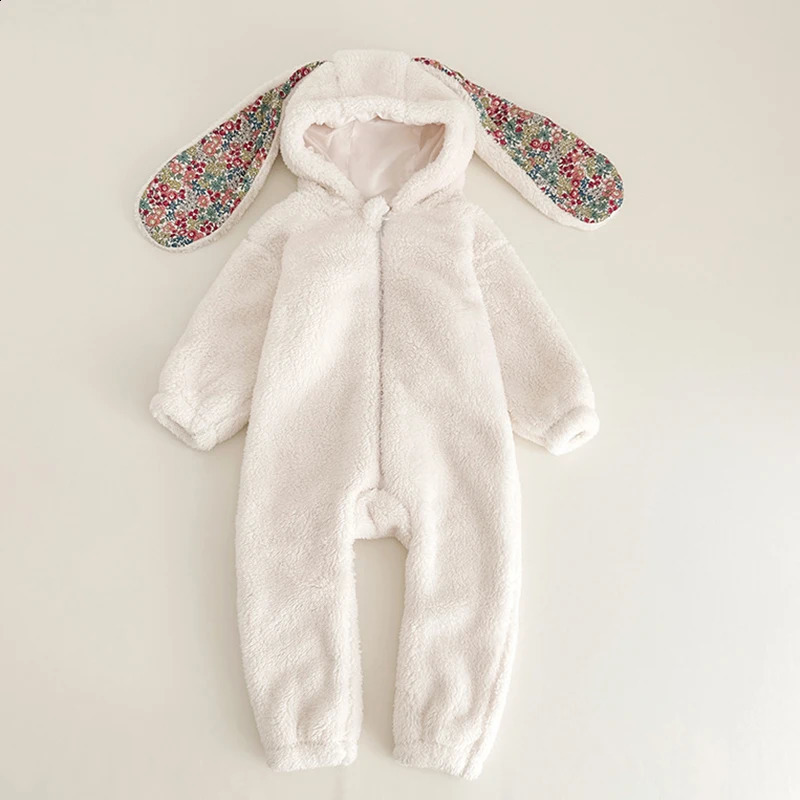 Spring Baby Girls Boys Rabbit Romper born Onepiece Jumpsuit Hooded Pajamas Boys Plush Homewear Outfits Baby Costume 251023