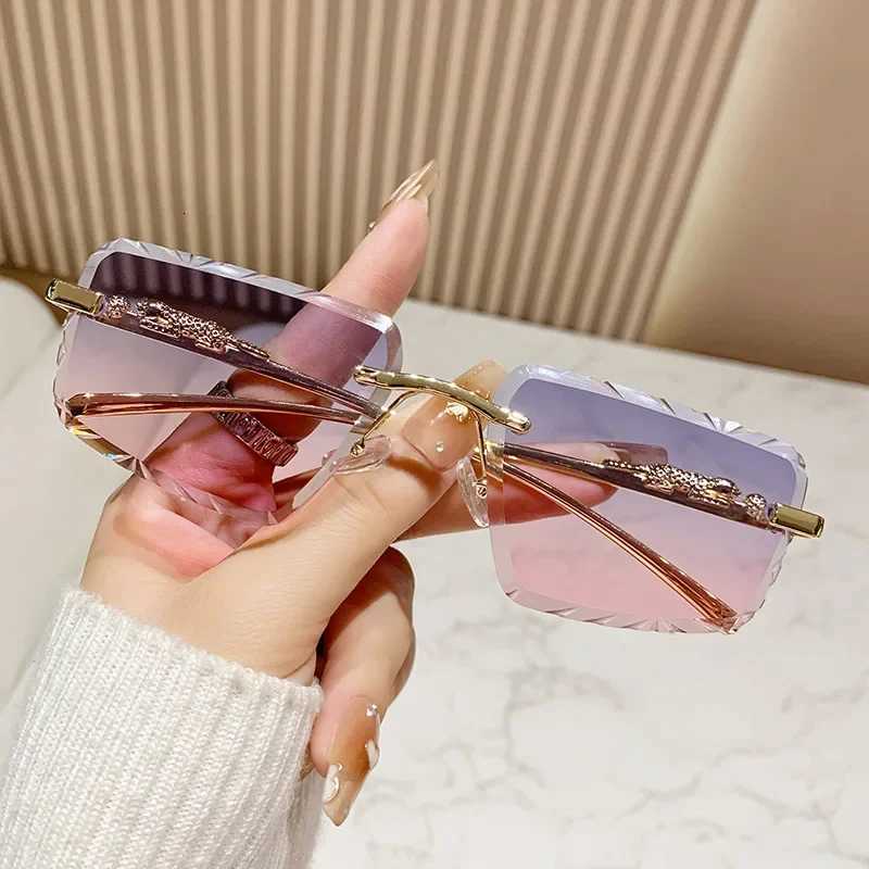 Rimless Punk Vintage Sunglasses Women For Men Luxury Brand Designer Sun Glasses Popular Metal Leopard Head Hip Hop EyeglassesW251023