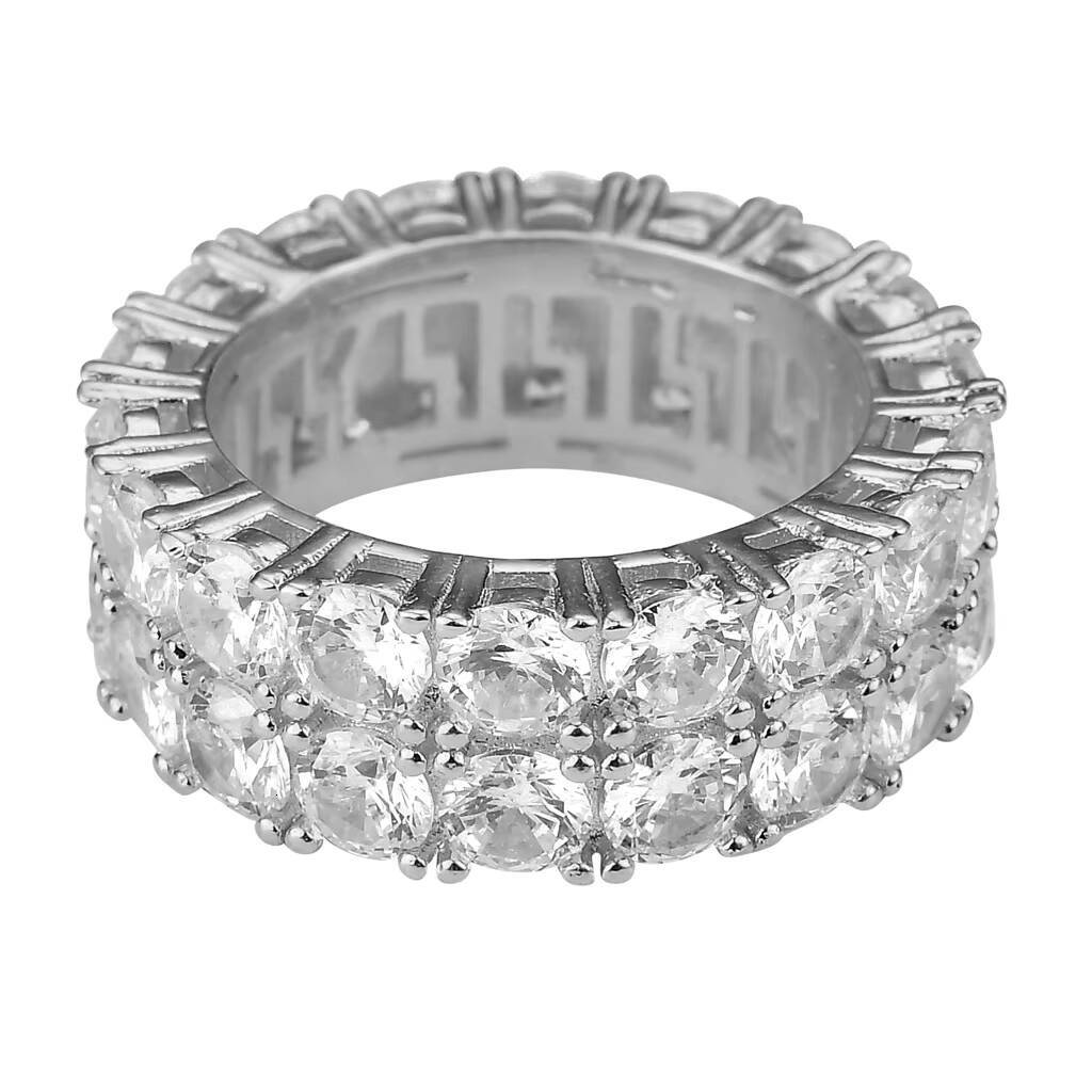 Fashion Hip Hop Jewelry Moissanite VVS Diamond Rings 925 Sterling Silver Moissanite Diamond Double Row Diamond Ring