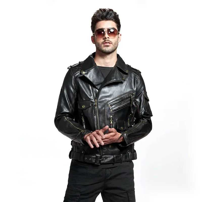 Cool Zipper Pockets Leather Coats Clothing Fashion Winter Mens Leather Jacket Men Fashion Motorcycle PU Leather Jacket W251023