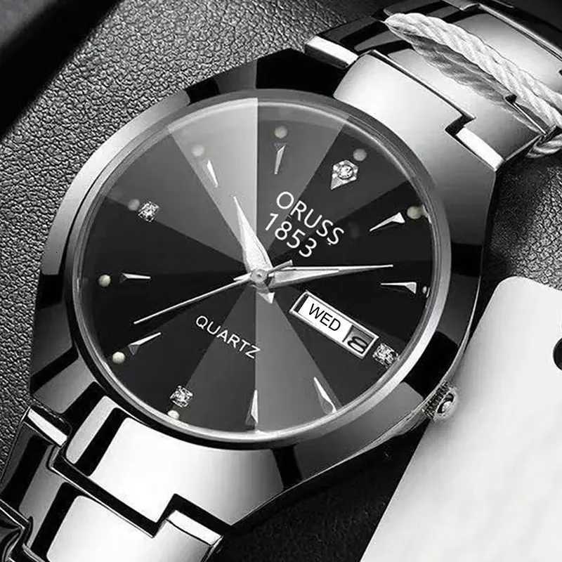 ORUSS Top Brand Men Watch High Quality Stainless Steel Waterproof Luminous Pointer Week Calendar Man Original Quartz Wrist watchL251023