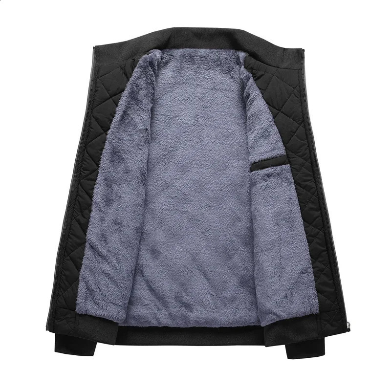 Autumn Winter with Plush Thickening Jackets Men Diamond Pattern Fleece Lined Casual Clothing Slim Fit Cottonpadded Coat 251023