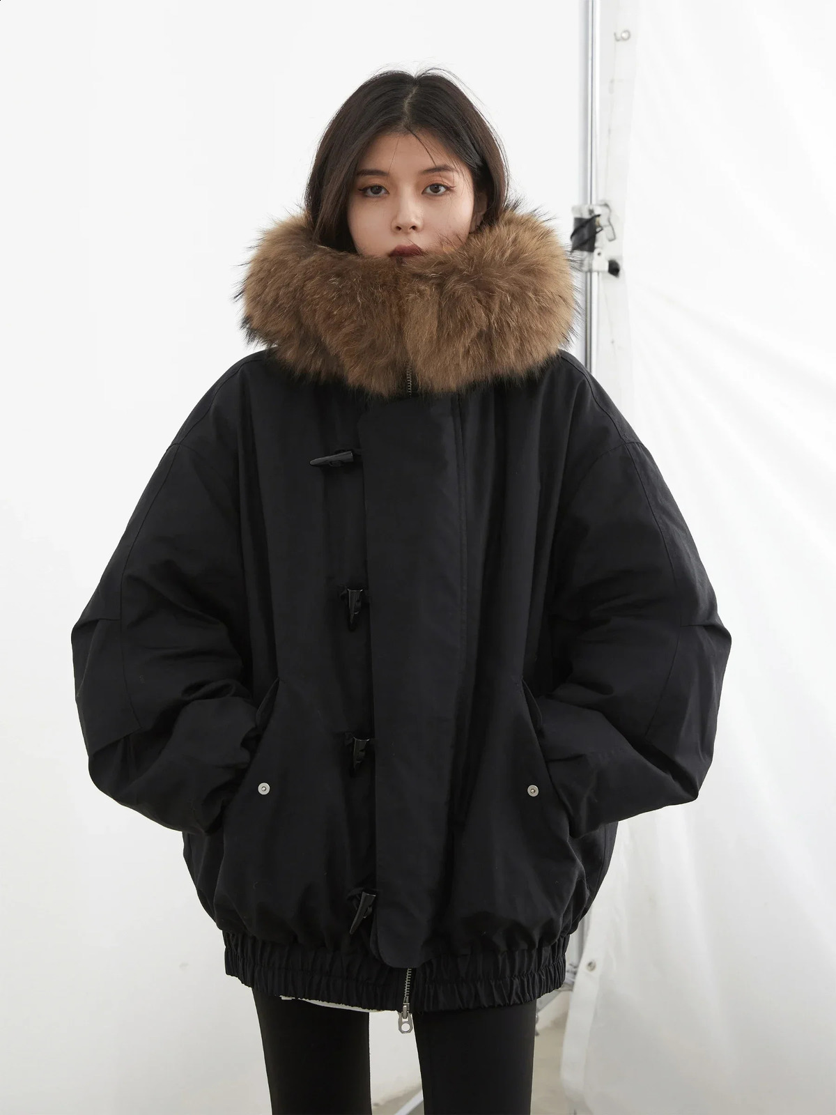 CHIC VEN Korean Women Down Coats Loose Casual Hooded Female Jacket Horn Button 90 White Duck Winter 251022